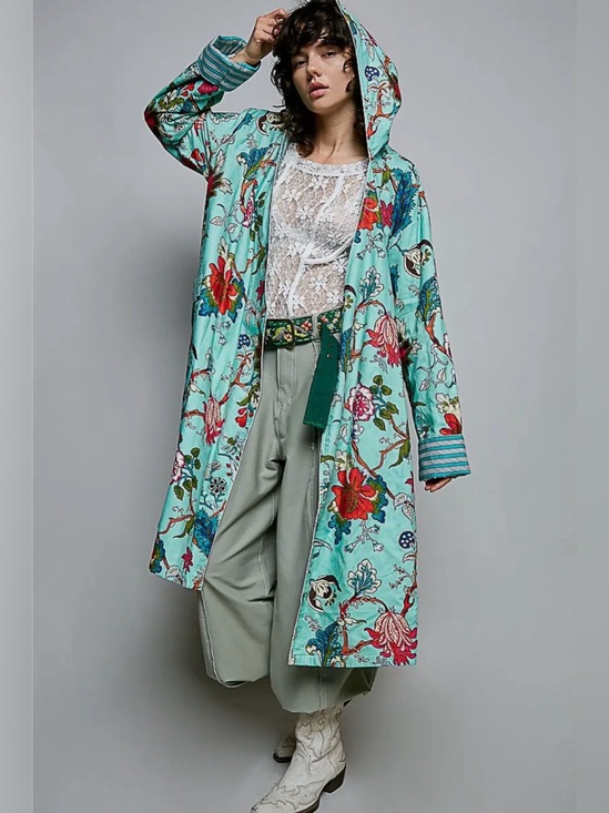 POL Tops - POL Cotton Floral Hooded Duster Coat